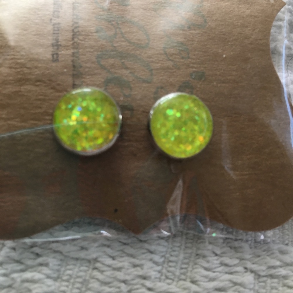 Yellow sparkly earrings